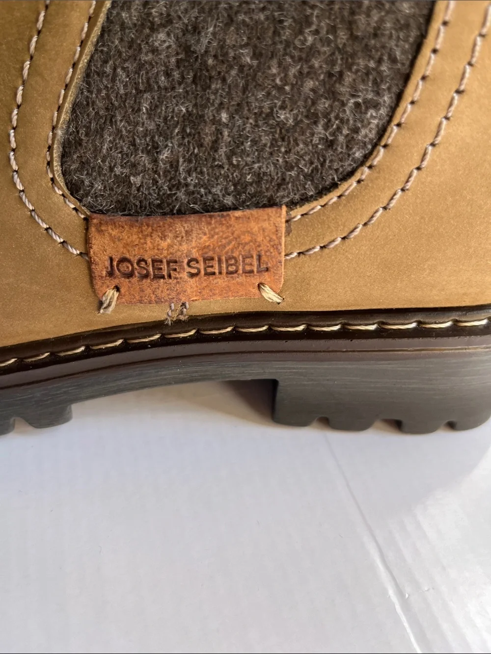 Josef Seibel Tan Chelsea Boots with Gray Panels